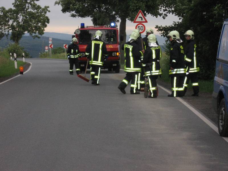 Ölspur auf der S255 vom Abzweig Zschocken bis Alberaoda